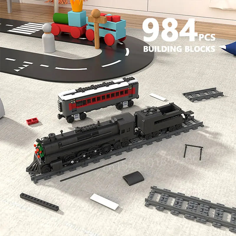 Moc High-Tech City Train Railways Building Blocks Set Retro Steam Train Carriage Bricks Constructor DIY Toys Birthday xmas Gifts