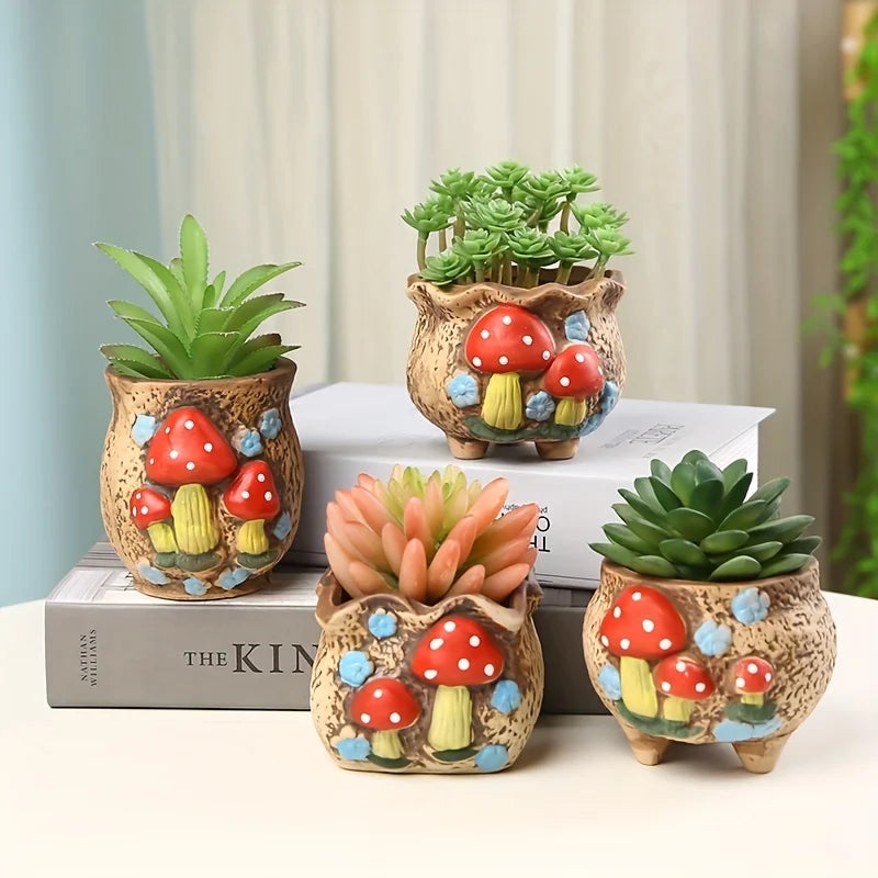 Mushroom Cute Succulent Flowerpot, Ceramic Horticultural Bonsai Potted Plant, Succulent Plant Flowerpot Ceramic