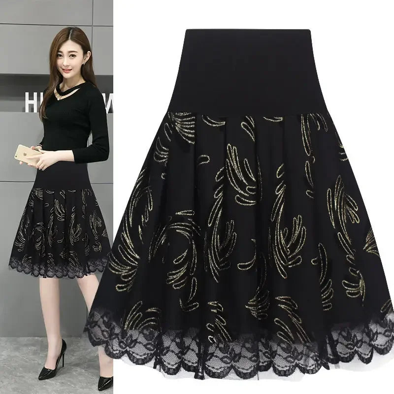 Voile Pleated A- line Short Skirt Elastic Waist Large Size Woman Skirts Mujer Faldas Saias Mulher