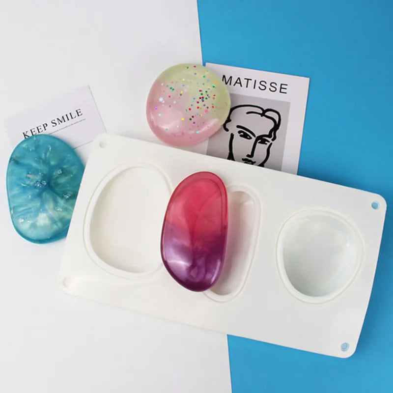 Multicavity Creative Pebble Silicone Soap Mould Candle Resin Plaster Mold Stone Ice Cube Chocolate Making Tool Home Decor Gifts