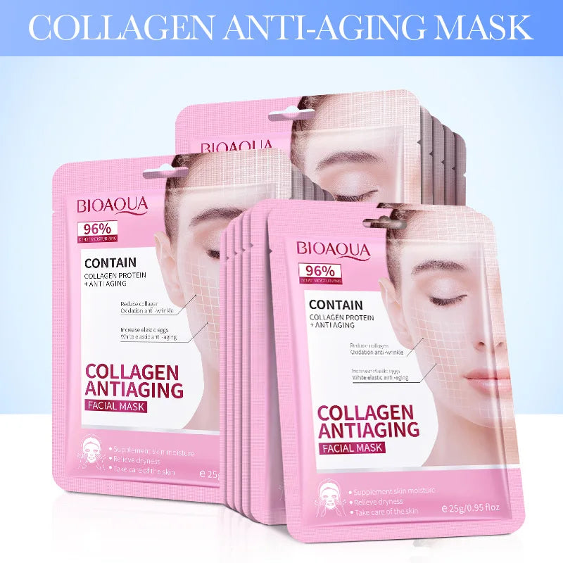 15pcs BIOAQUA Retinol Collagen Firming Facial Masks Hydrating Brightening Moisturizing Face Mask Facial Skin Care Products