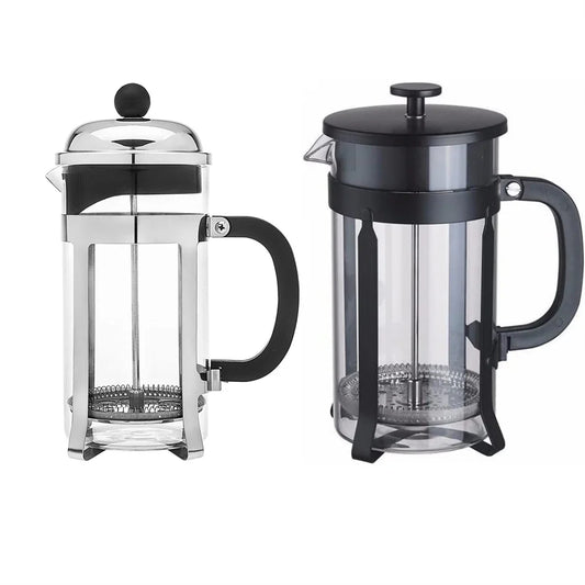 0.6 / 0.35 Liter French Press Coffee Maker Heat Resistant Thickened Borosilicate Glass Stainless Steel Coffee Press