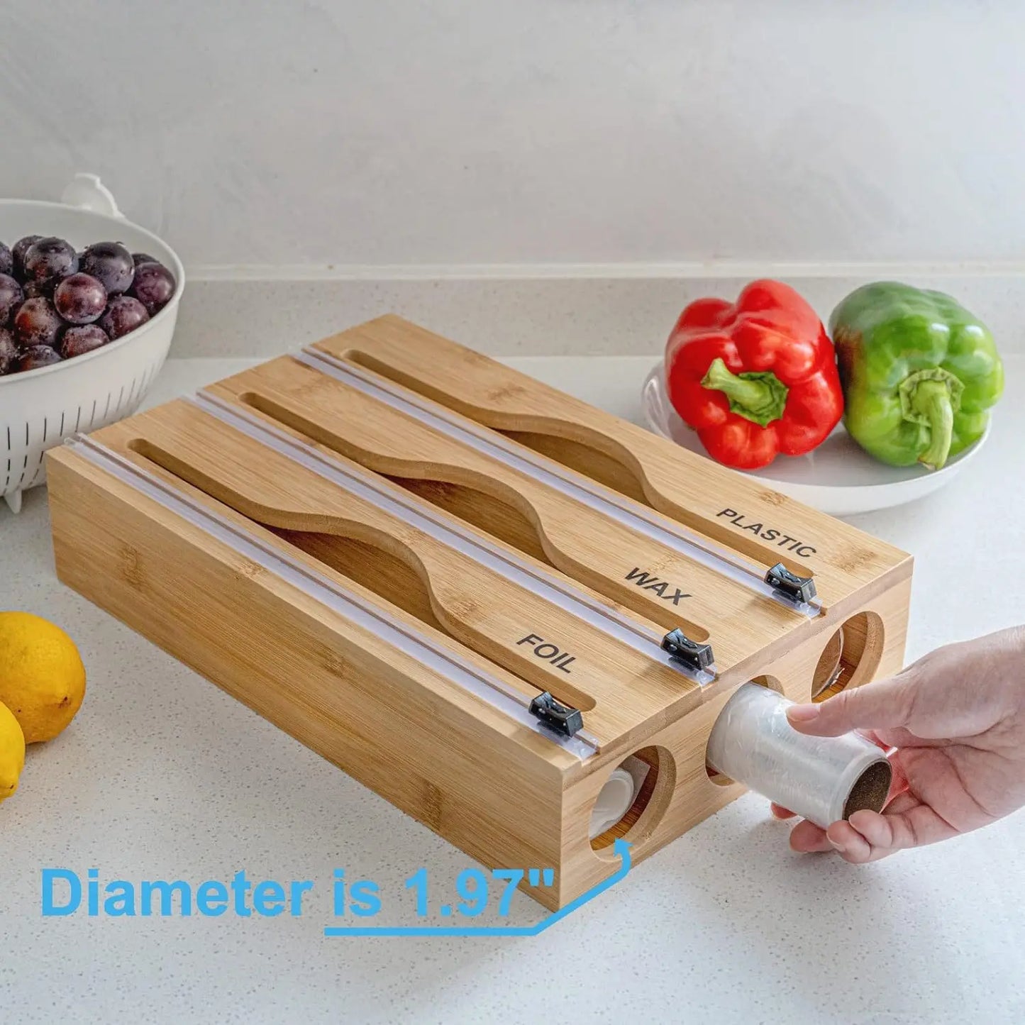 1pc Cling Film Cutter Minimalist Wall Mounted Wooden Kitchenware Multi Compartment Multi Layer Hidden Scratchers Two Way Cutter