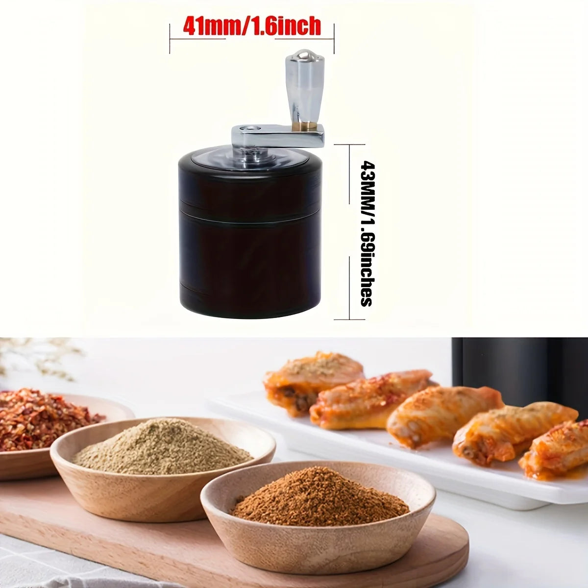 1.6-Inch/40mm Household Mini Nut and Hard Spice Manual Grinder for Nutmeg, Ginger, Rock Salt, and Pepper Corn