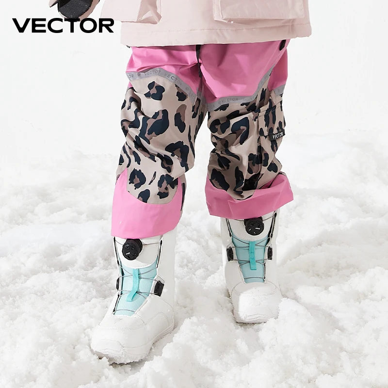 VECTOR Winter Ski Pants Children Outdoor High Quality Windproof Waterproof Warm Snow Trousers Winter Ski Snowboarding Pants