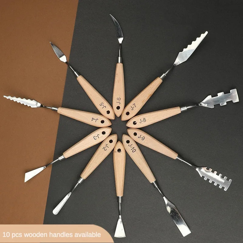 10pc oil painting knives scrapers color palette knife tools for wooden irregular texture flower shovels art color painting tools