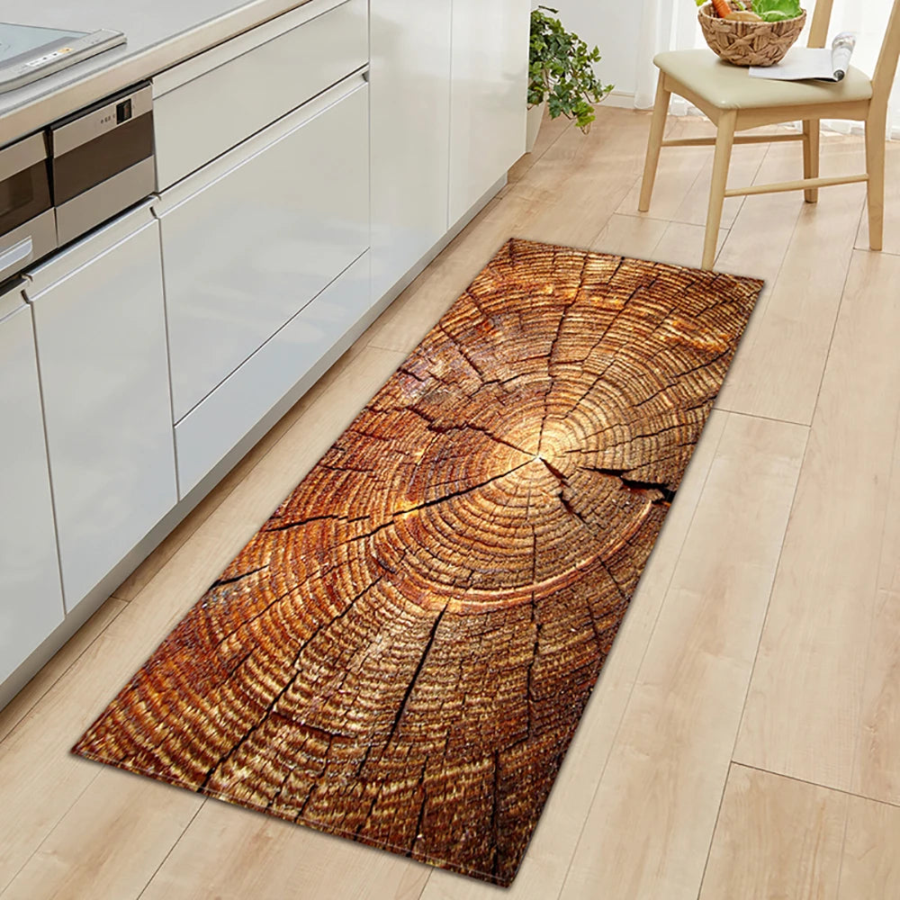 Kitchen Mat Bedroom Living Room Carpet Entrance Doormat Home Hallway Balcony Absorbent Floor Mat Wood Pattern Anti-Slip Long Rug