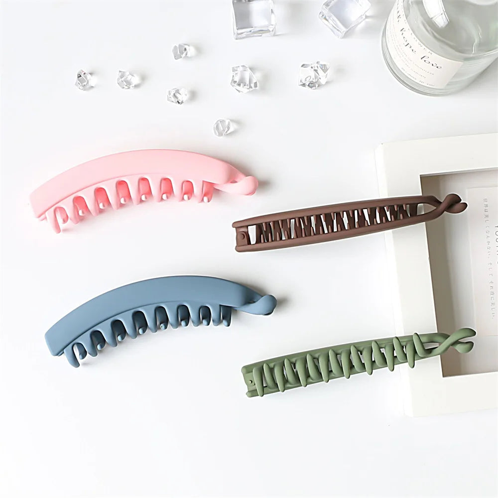 Frosted Hair Clips Solid Color Banana Clip Women's Hair Accessories Fashion Ponytail Barrettes Hair Claws Hairpins