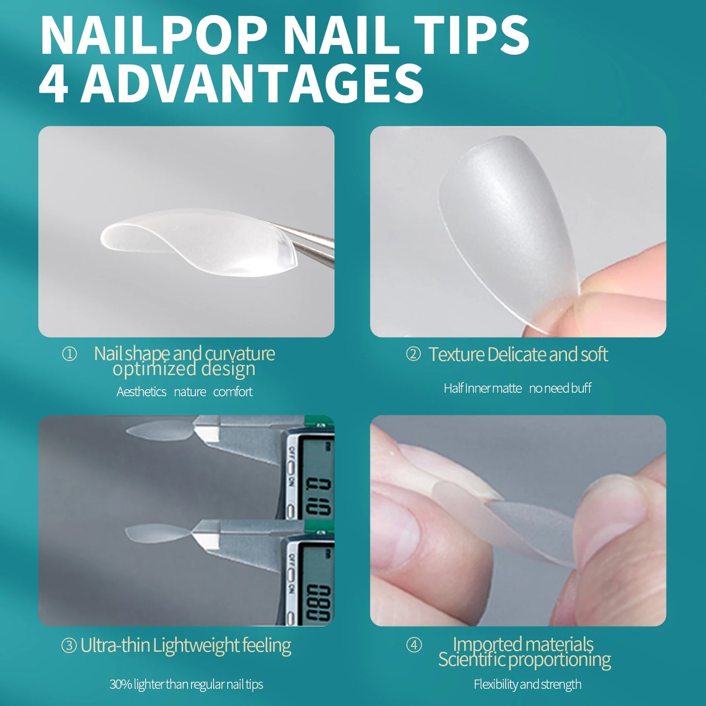 Nailpop Extra Short Nail Capsule Half Matte Fake Nail Tips Almond Coffin Square Full Cover Acrylic Artificial Nails 600/120pcs