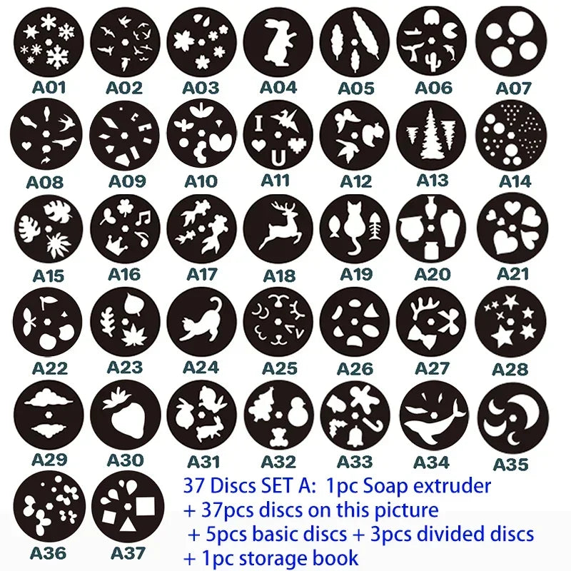 Soap Extruder Disks Stainless Steel Soap Maker Kit SET 37 Discs for Handmade Soap Design DIY Sculpture Making Tool Supplies