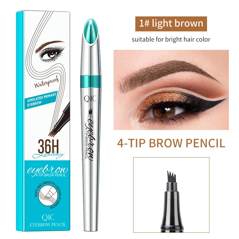 4 Points Eyebrow Pen 3 Colors Liquid Brow Pencil Dark Brown Microblading Eyebrow Pencil Waterproof Eyebrow Tattoo Pen Cosmetics