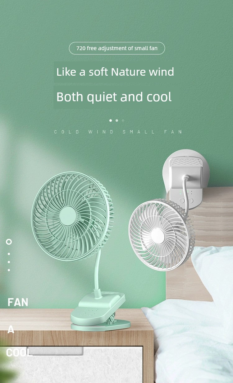 Desktop USB Rechargeable Fan Office Dormitory Portable Stand-up Desk Fan Ultra-Quiet Speed Control Baby Clip Fan