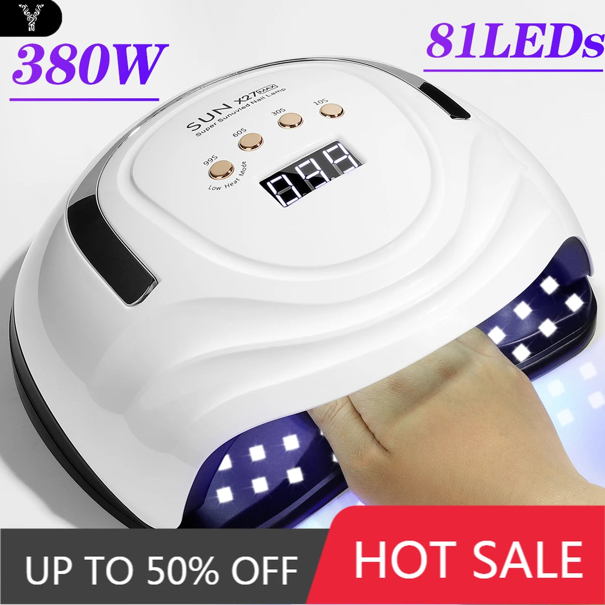 380W UV LED Nail Lamp Dryer for Nails Gel Polish with 81LEDs 4 Timer Setting HD Display Auto Sensor Professional Gel Nail Lamp