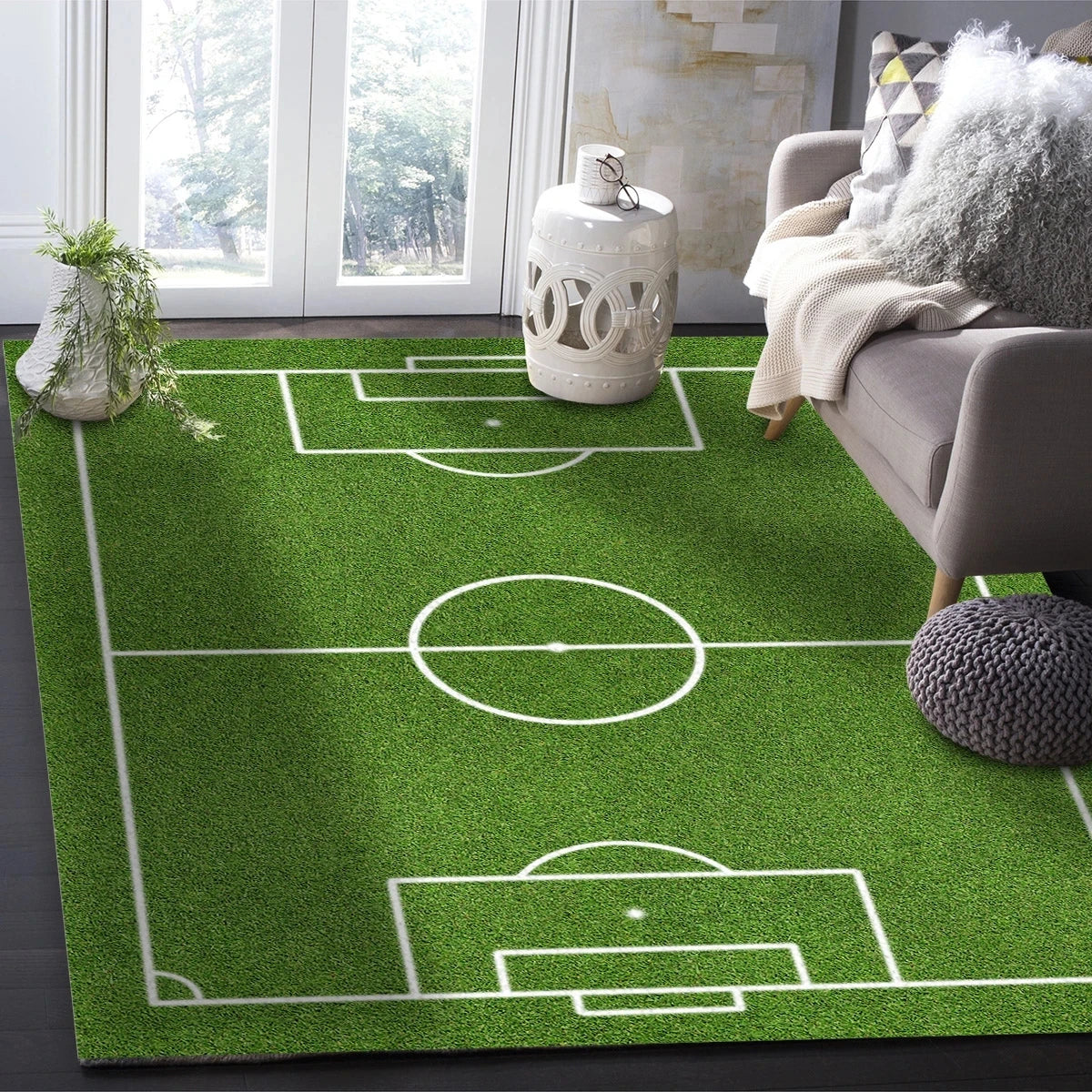 Sports Grass Soccer Field Carpet for Living Room Home Decor Sofa Table Large Area Rugs Children's Play Non-Slip Floor Mat Decor