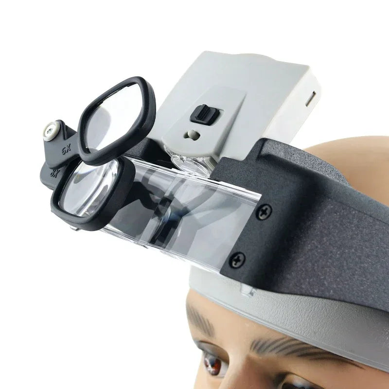 Glasses LED Light Lamp Head Loupe Jeweler Headband Magnifier Eye Glasses Optical Glass Tool