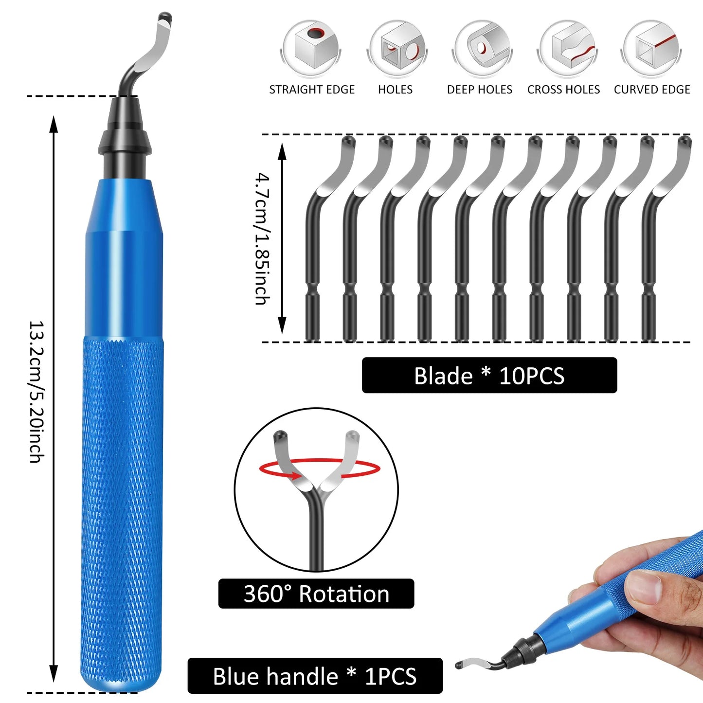 Hand Metal Deburring Tool Kit Router Bit Rotary Deburr Blades Precision Edge Remover For Wood Plastic Aluminum Copper Steel