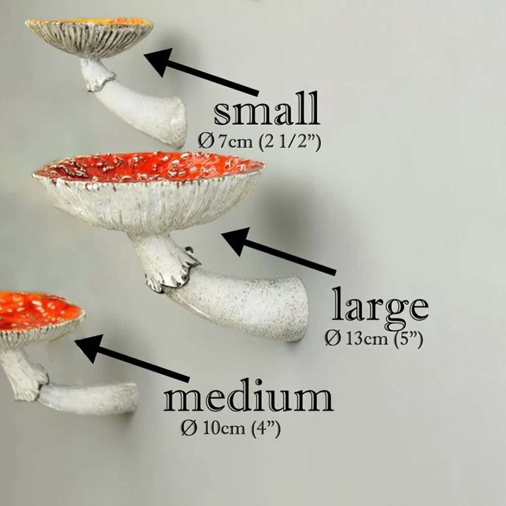 Mushroom Hanging Shelf Resin Wall Floating Shelf Amanita Mushroom Shape Wall Hanging Decorative Shelves Bathroom Light Holder