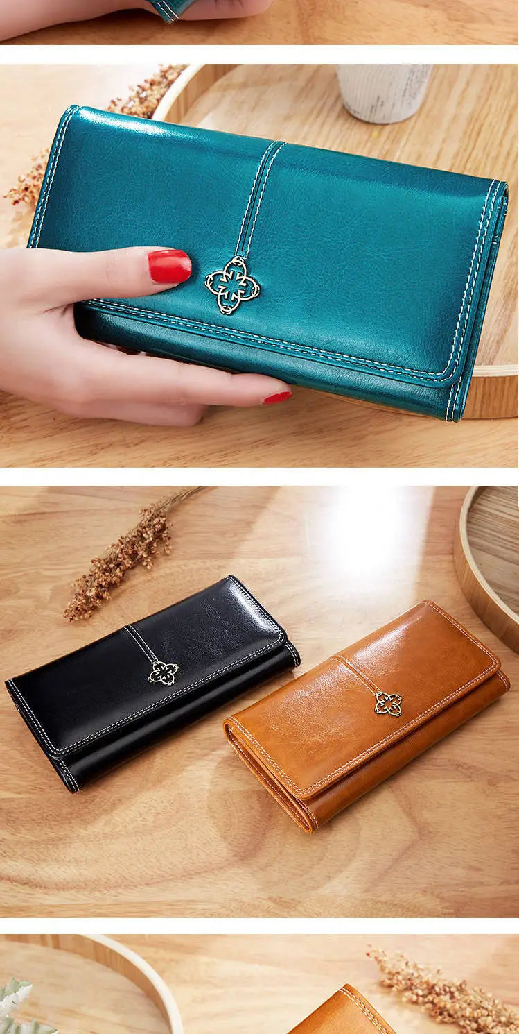 Women's Leather Wallet Woman Luxury Long Wallets Fashion Women Purses Money Bags Handbags Womens Purse Cards Holder Carteras