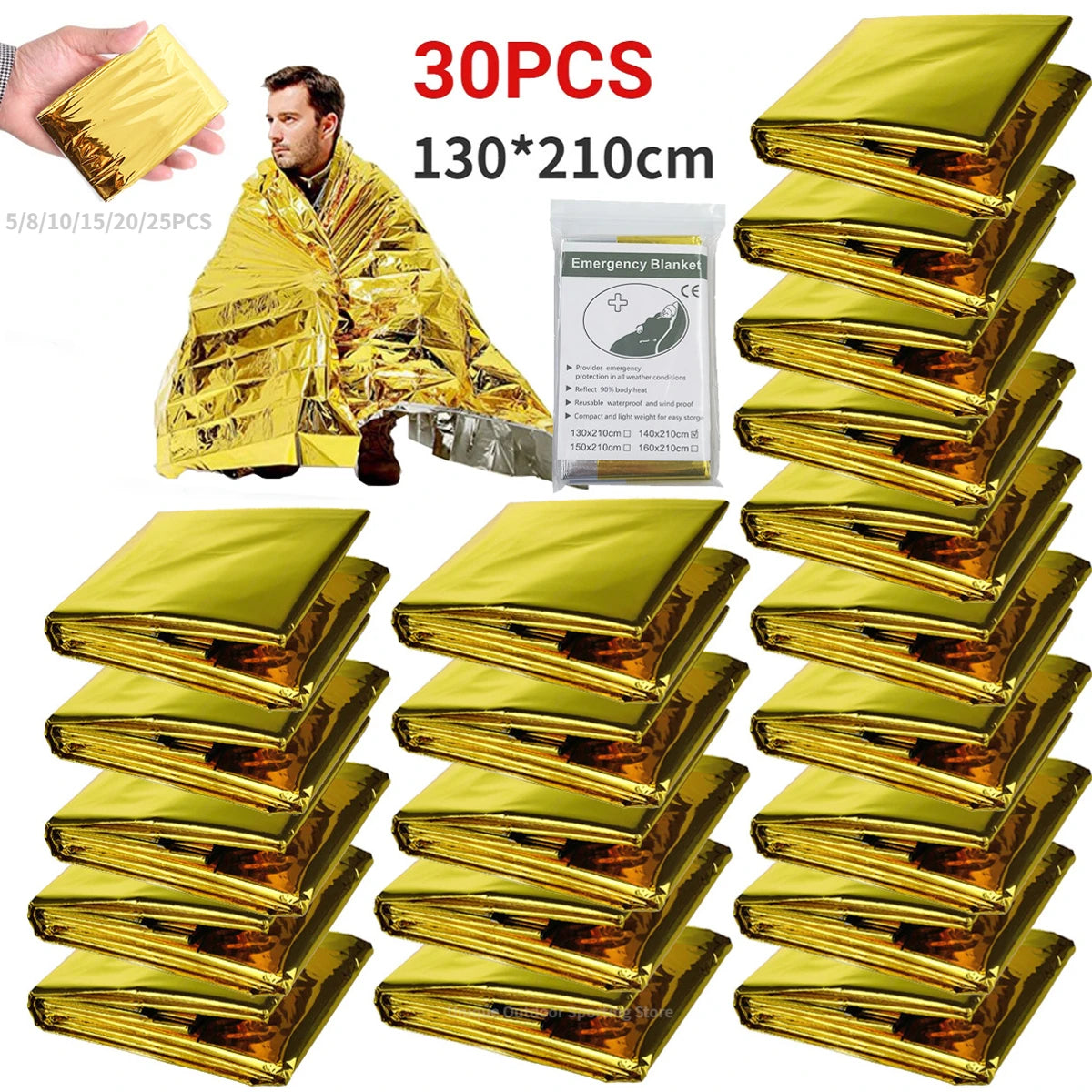 Waterproof Camping Warm Blankets Lightweight Survival Sleeping Bag Insulation Lifesaving for Hiking Outdoor for Travel Hunting