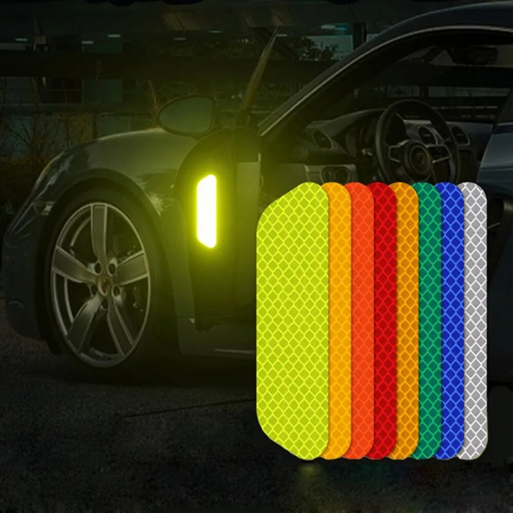 4 PCs Car Door Sticker Safety Opening Warning Reflector Tape Decal Auto Car Accessories Exterior Interior Reflector Sticker