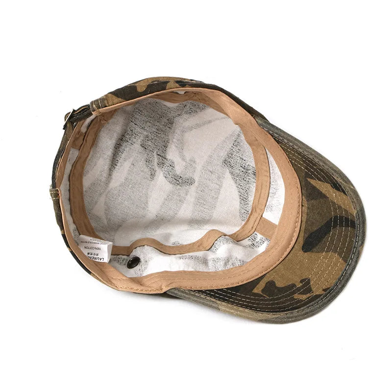 Vintage Camouflage Hats for Men Women Spring Summer Flat Top Baseball Caps Outdoor Camo Cadet Combat Fishing Cap Sunscreen Cap