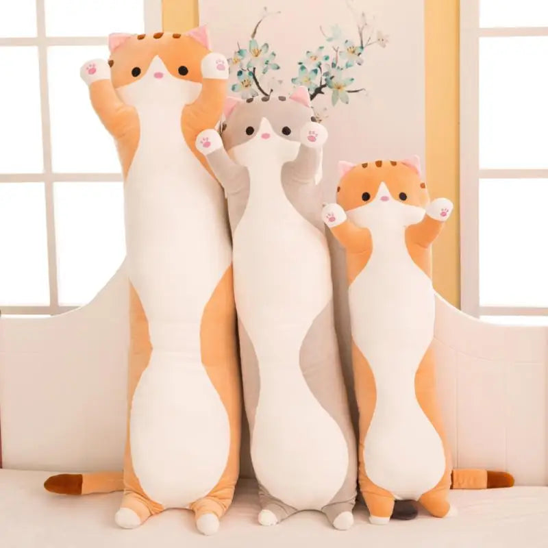 Long Cat Pillow Cute Soft Plush 130cm Toys Stuffed Pause Office Nap Pillow Bed Sleep Pillow Home Decor Gift Doll For Kids Girl