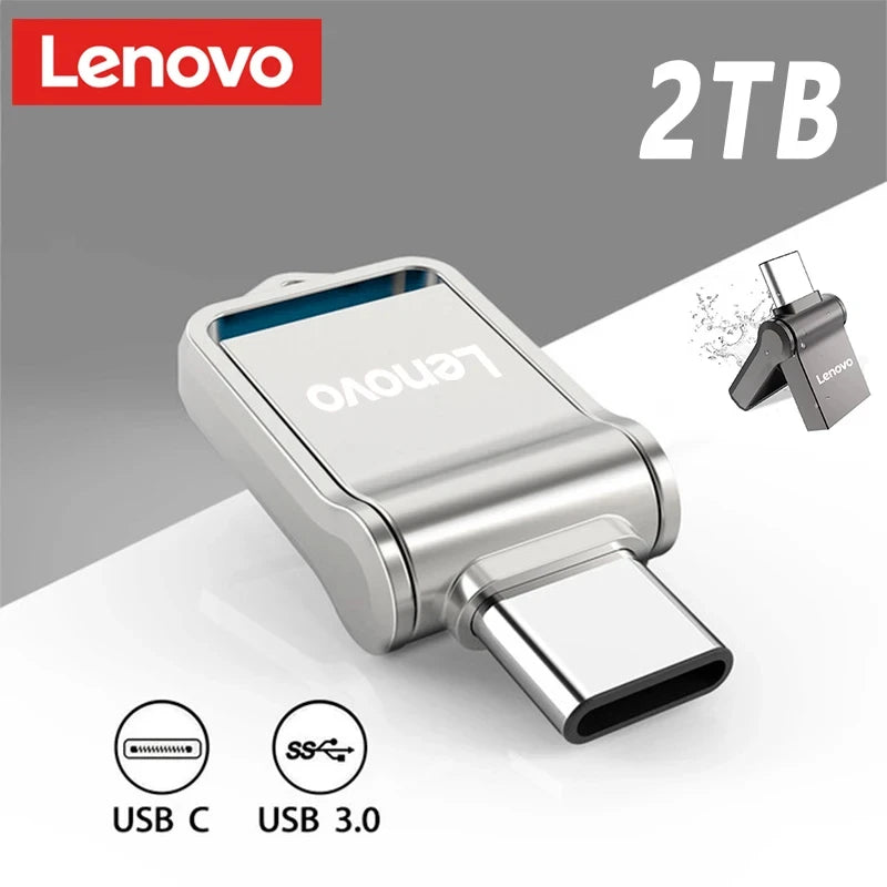 Lenovo Flash Drive 2TB USB 3.0 1TB High Speed TYPE-C Pen Drive Interface Dual-Use Flash Memory Stick For Mobile Phone Computer