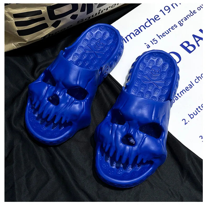 Skull Design Men Slippers Y2K Personalized 2023 Punk Summer Outdoor Slide Thick Sole Platform Beach Non-Slip Male Sandals