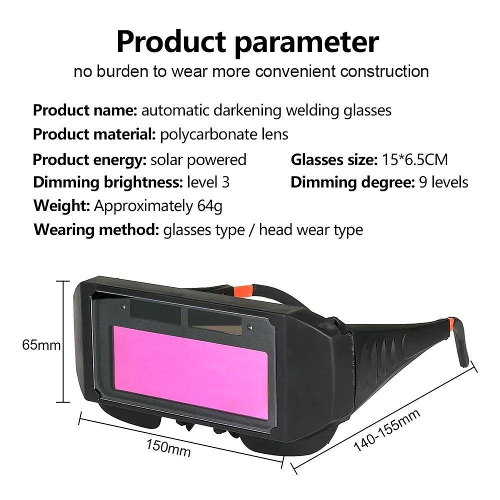 Automatic Dimming Welding Glasses Light Change Auto Darkening Anti- Eyes Shield Goggle for Welding Masks EyeGlasses Accessories