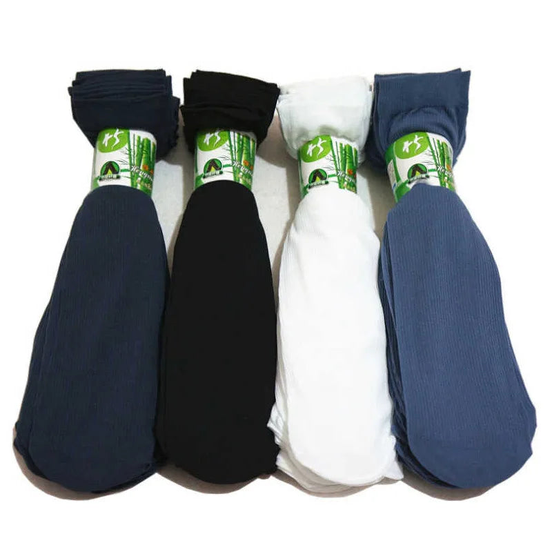 20Pcs Breathable Long Socks Bamboo Fiber Socks Summer Thin Stripe Men Silk Sports Socks Antibacterial Black Business Men Sox