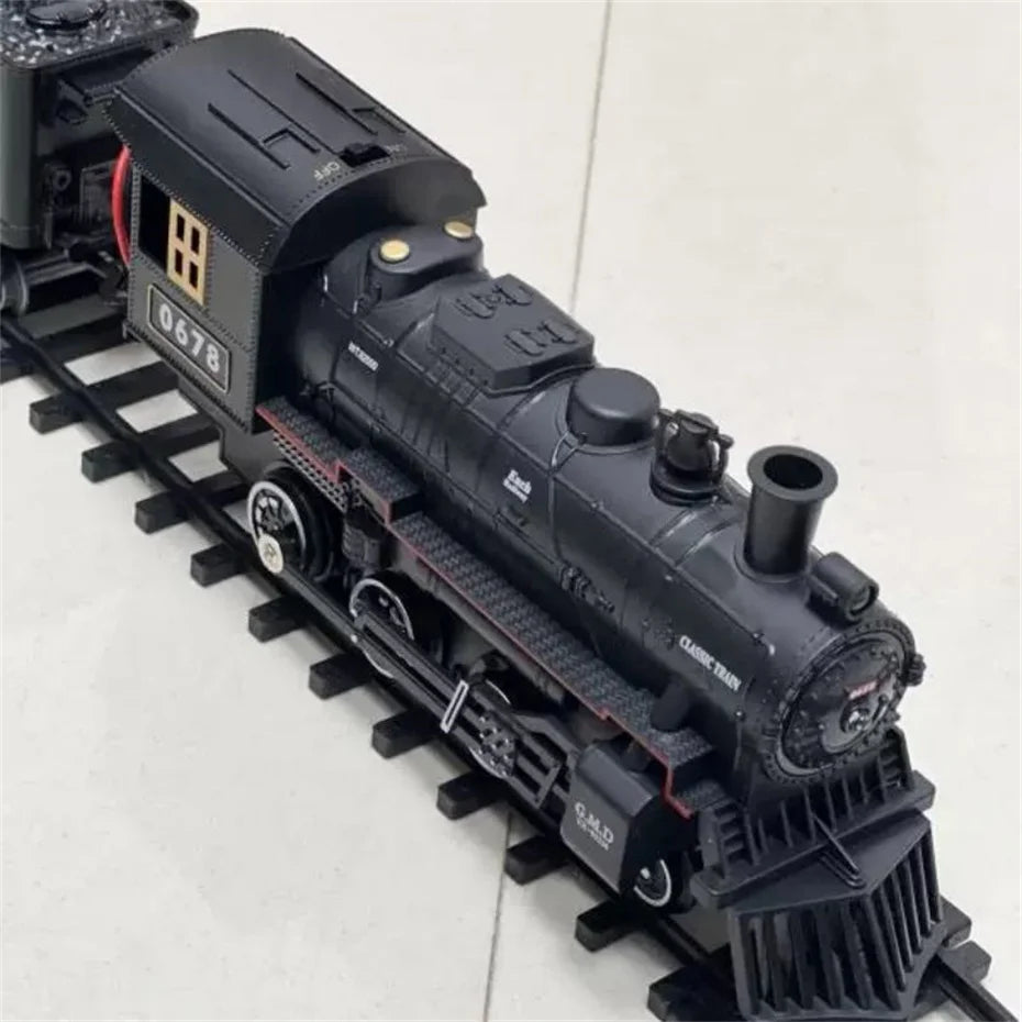 Classical Battery Operate Electric Railway Train Steam Locomotive Set Adding Water to Smoke Train Toys with Light&Sound ﻿