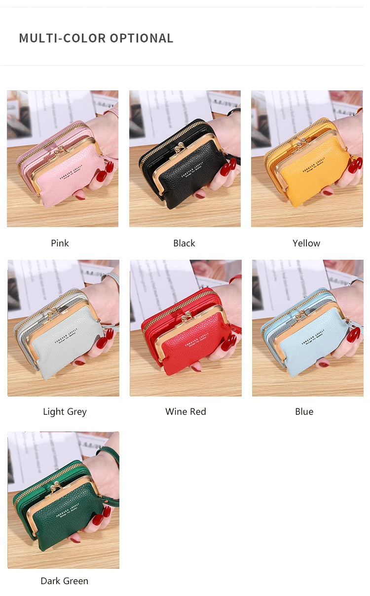 Wallet Women's Fashion Wrist Strap Short Zero Wallet Large Capacity Coin Clip Bag Multiple Card Positions Card Bag Money Clip