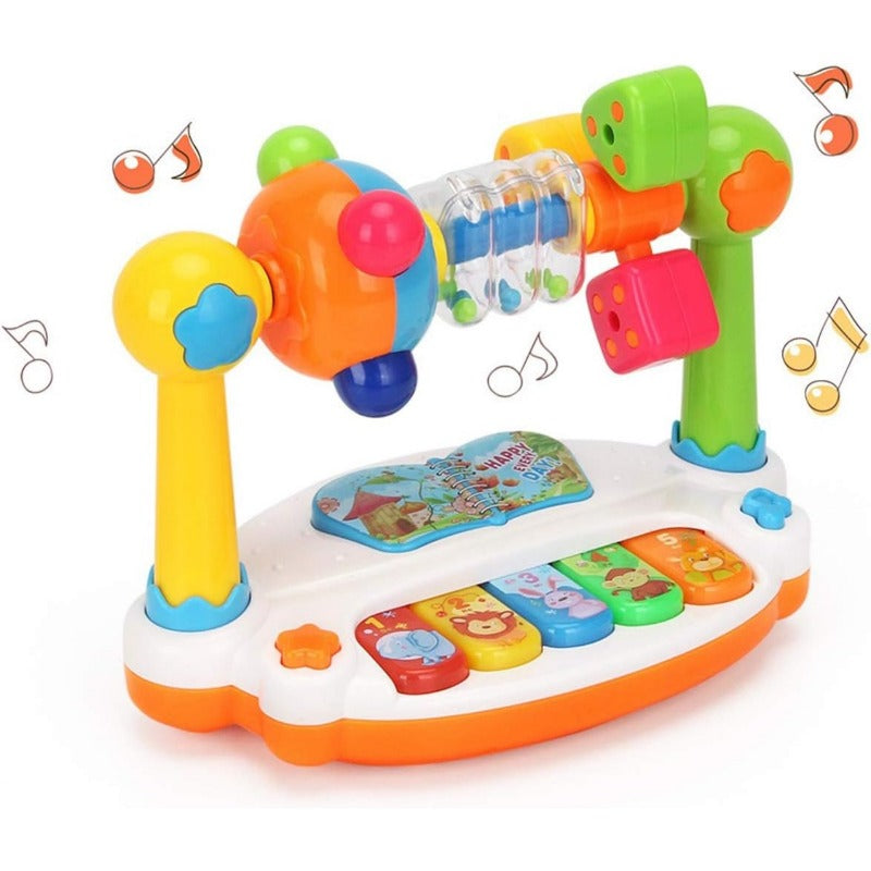 Baby Piano Toys Kids Rotating Music Piano Keyboard with Light Sound, Musical Toys for Toddlers, Early Educational Music Toy