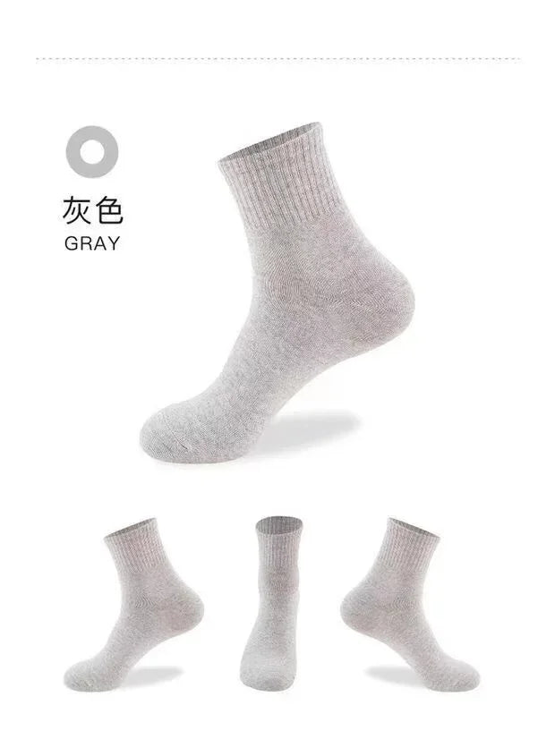 10Pairs/Lot Men's Casual Socks Antibacterial Breathable Business Socks Soft Fabric Elastic Medium Socks for All Seasons EU38-45