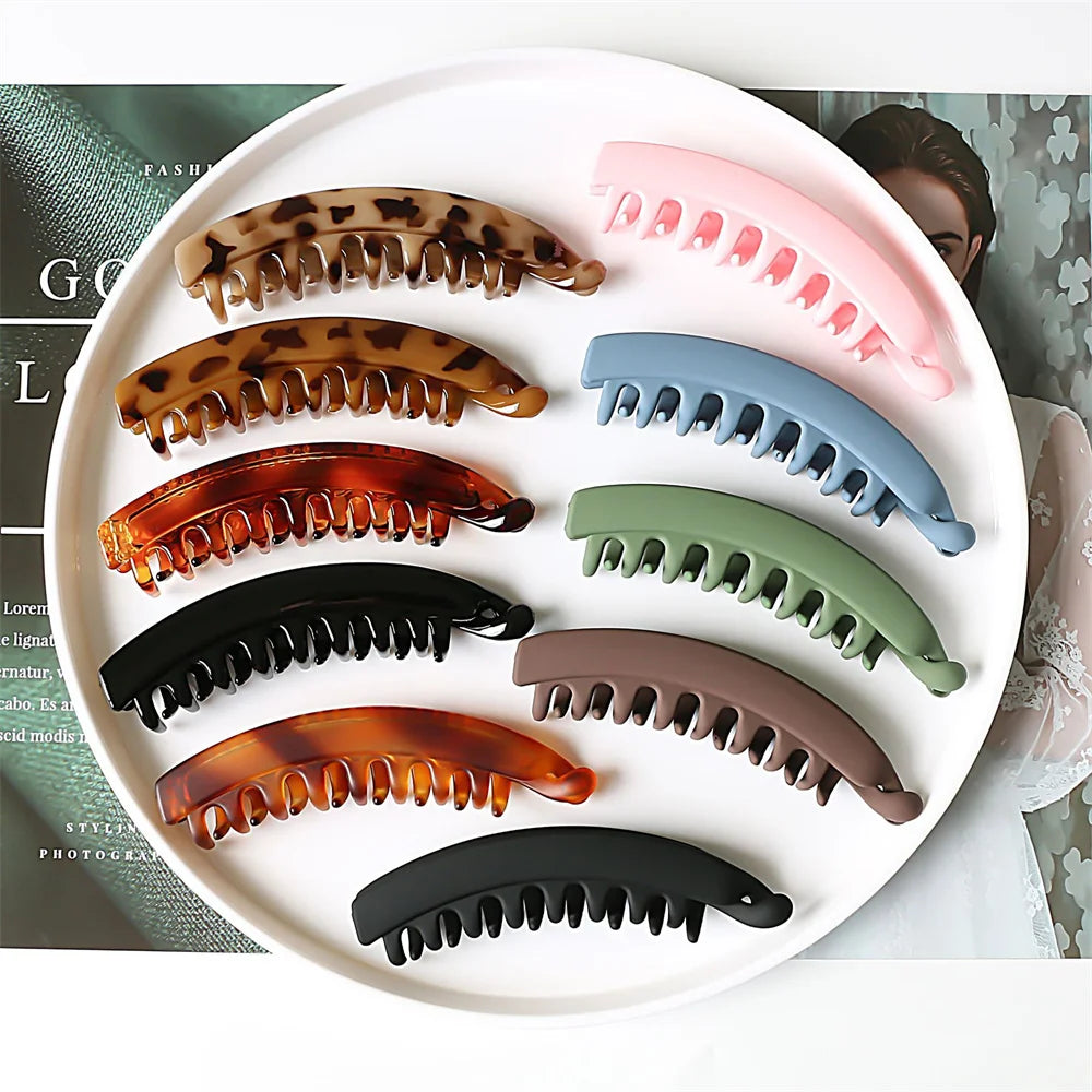 Frosted Hair Clips Solid Color Banana Clip Women's Hair Accessories Fashion Ponytail Barrettes Hair Claws Hairpins