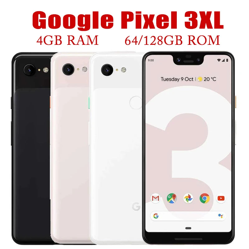 Google Pixel 3 XL Smartphone 6.3" Qualcomm 845 Dual Front Camera 4GB RAM 64GB/128GB ROM Mobile Unlocked Original Cell Phone WiFi