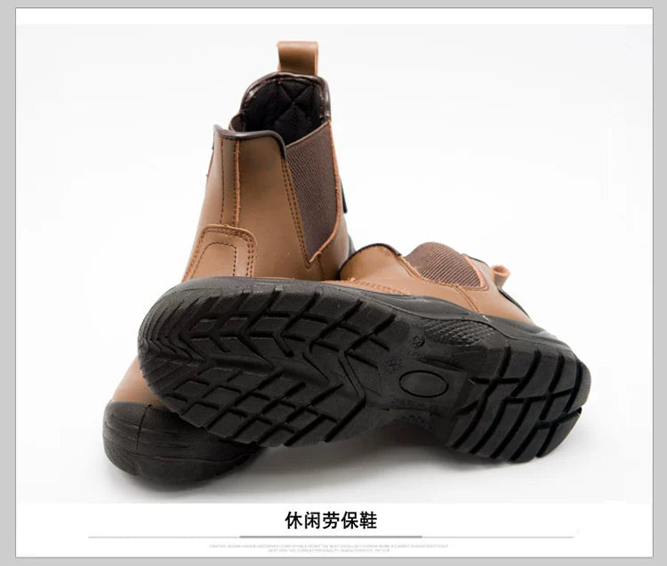 High-Top Electric Welding Breathable Autumn and Winter Safety Shoes Genuine Leather Attack Shield and Anti-Stab Anti-Scalding Safety Shoes Electric Welding Boots Slip-on Leather Shoes