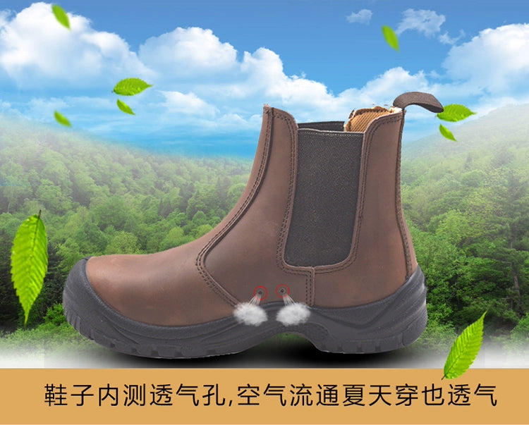 High-Top Electric Welding Breathable Autumn and Winter Safety Shoes Genuine Leather Attack Shield and Anti-Stab Anti-Scalding Safety Shoes Electric Welding Boots Slip-on Leather Shoes