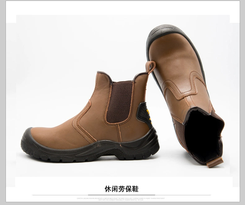 High-Top Electric Welding Breathable Autumn and Winter Safety Shoes Genuine Leather Attack Shield and Anti-Stab Anti-Scalding Safety Shoes Electric Welding Boots Slip-on Leather Shoes