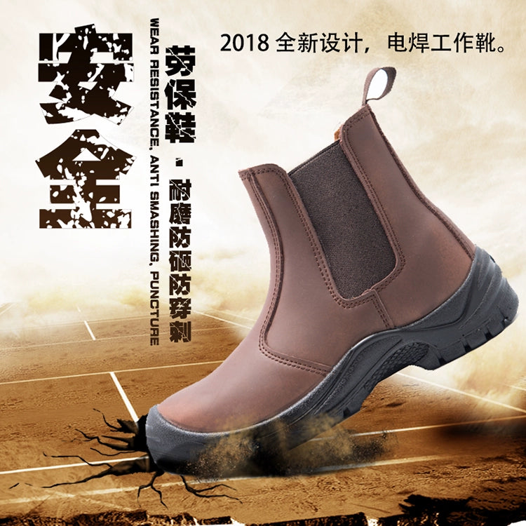 High-Top Electric Welding Breathable Autumn and Winter Safety Shoes Genuine Leather Attack Shield and Anti-Stab Anti-Scalding Safety Shoes Electric Welding Boots Slip-on Leather Shoes