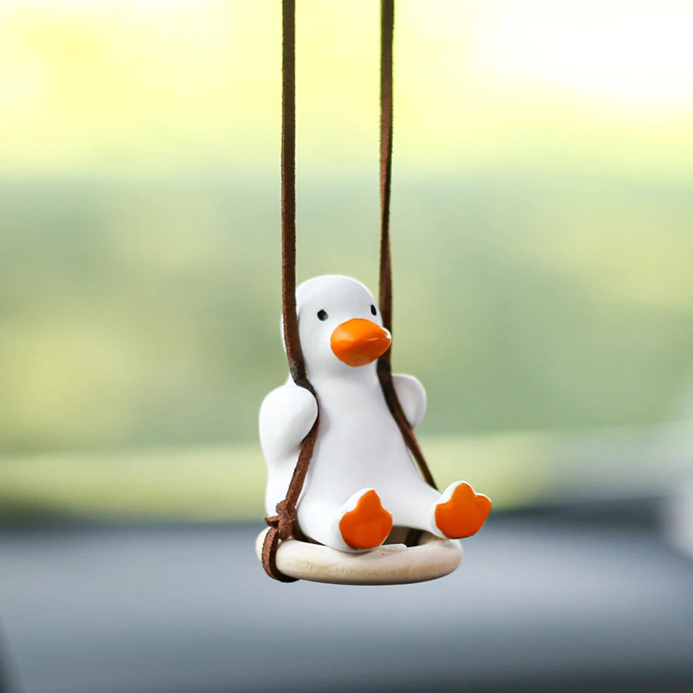 Car Accessorie Car Fragrance Gypsum Cute Anime Swing Duck Pendant Auto Rearview Mirror Ornaments Birthday Gift Auto Decoraction