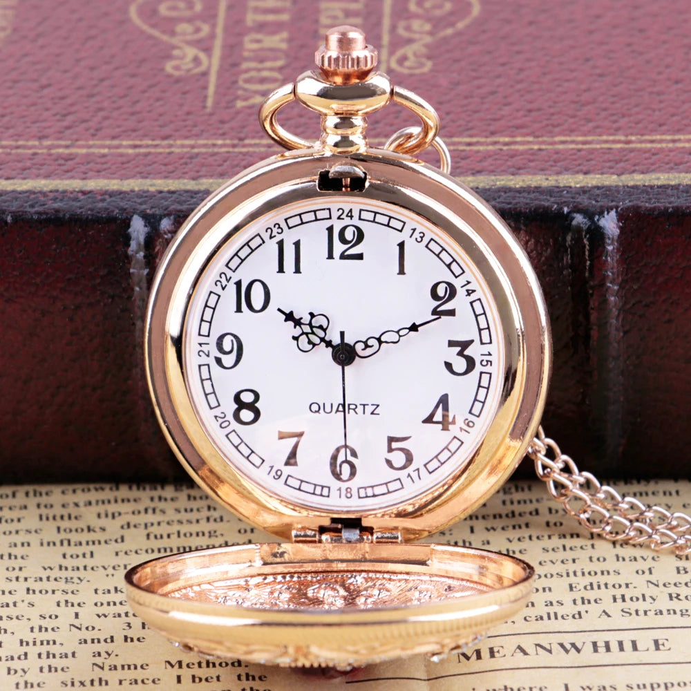 Clamshell Women Retro Quartz Pocket Watch High Quality Luxury Vintage Pendant Clock Chain Pocket Watch Women Gift