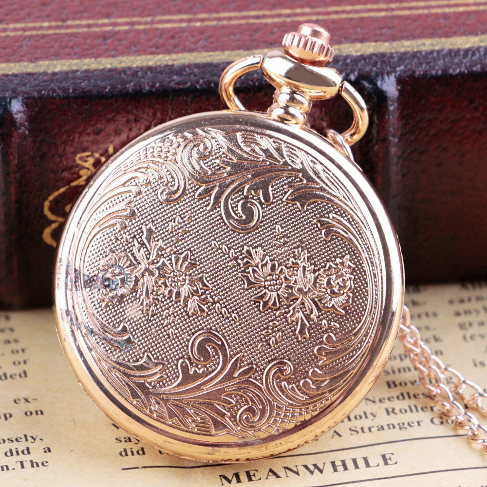 Clamshell Women Retro Quartz Pocket Watch High Quality Luxury Vintage Pendant Clock Chain Pocket Watch Women Gift