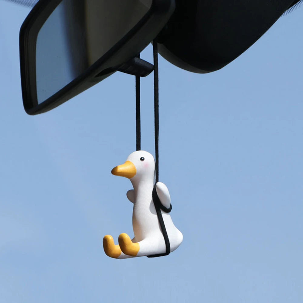 Car Accessorie Car Fragrance Gypsum Cute Anime Swing Duck Pendant Auto Rearview Mirror Ornaments Birthday Gift Auto Decoraction