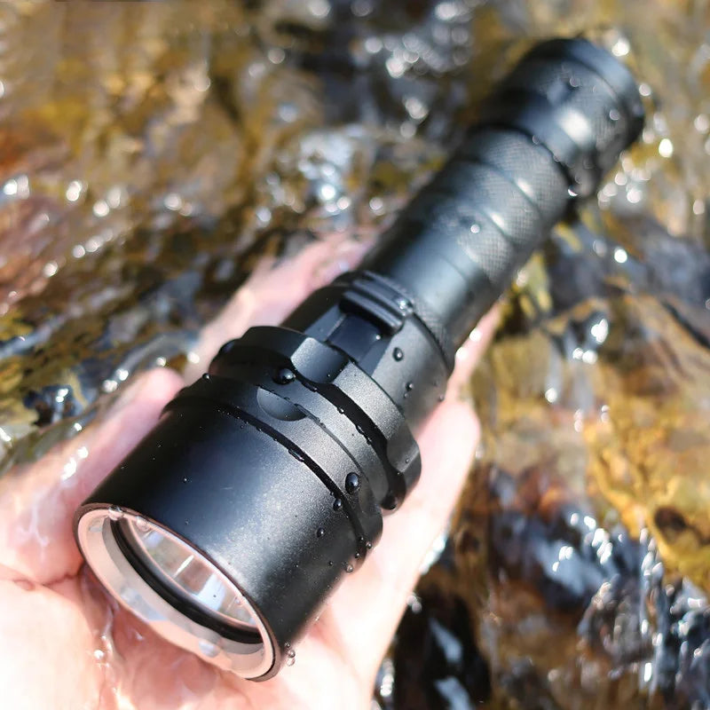 500m Deep Professional Underwater Scuba LED Diving Flashlight Super Bright Waterproof 18650 Battery Lantern 1/5LED L2 Dive Torch