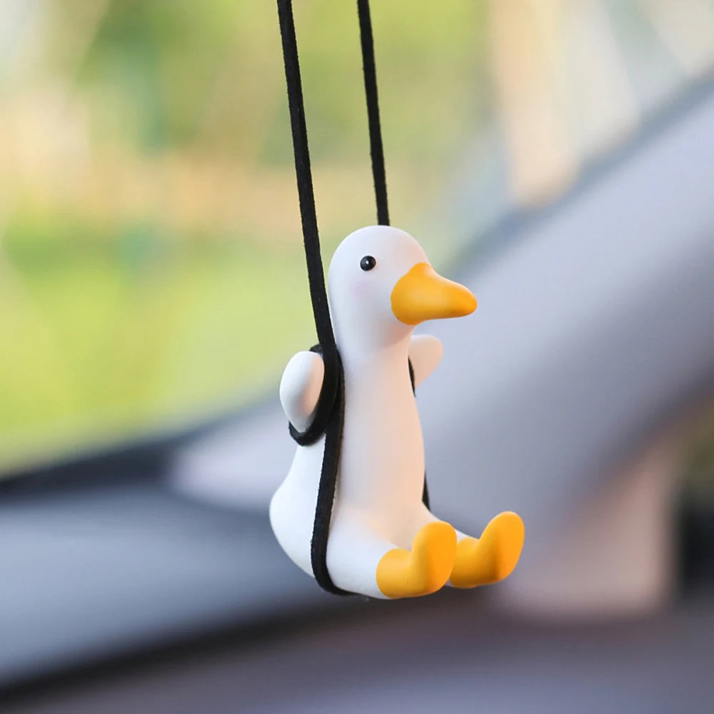 Car Accessorie Car Fragrance Gypsum Cute Anime Swing Duck Pendant Auto Rearview Mirror Ornaments Birthday Gift Auto Decoraction