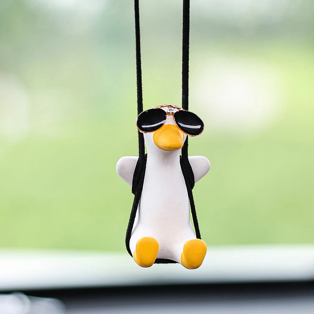 Car Accessorie Car Fragrance Gypsum Cute Anime Swing Duck Pendant Auto Rearview Mirror Ornaments Birthday Gift Auto Decoraction