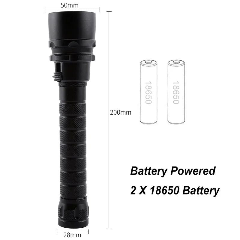 500m Deep Professional Underwater Scuba LED Diving Flashlight Super Bright Waterproof 18650 Battery Lantern 1/5LED L2 Dive Torch