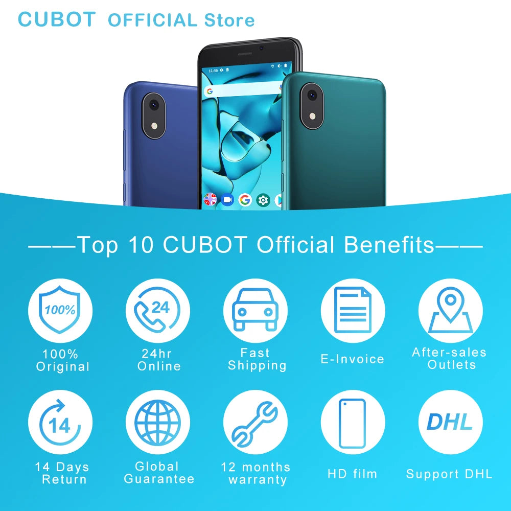 Cubot J10 3G Smartphone 4 Inch Mini Screen 2350mAh 5MP Rear Camera Android 11 Dual SIM Card Telephone Face ID Cheap Cell Phone