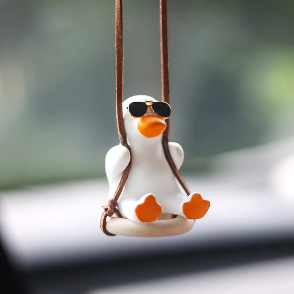 Car Accessorie Car Fragrance Gypsum Cute Anime Swing Duck Pendant Auto Rearview Mirror Ornaments Birthday Gift Auto Decoraction